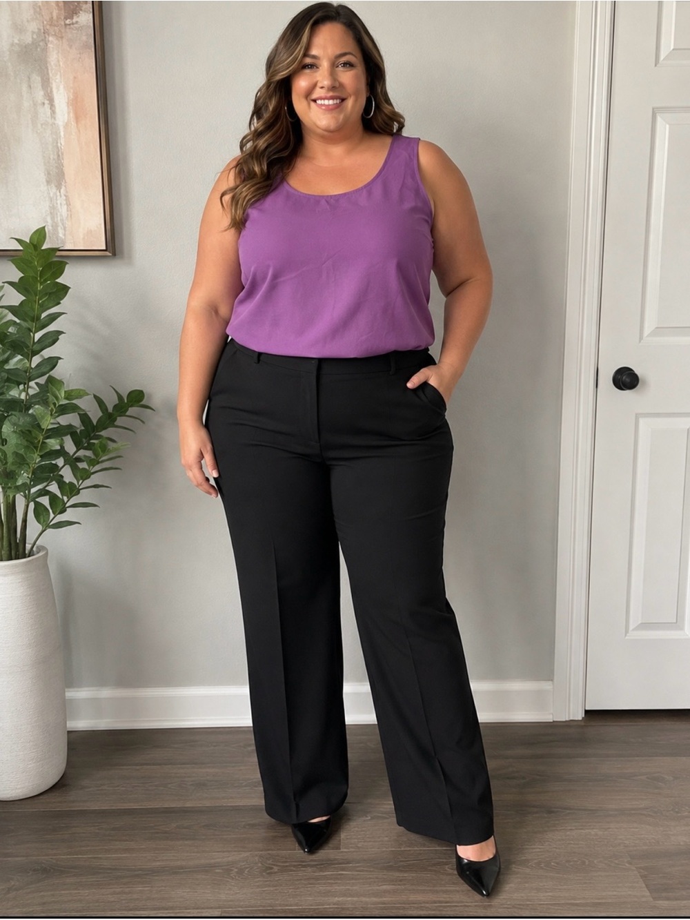 Maxie Klein Collection Purple Textured Sleeveless Tank Top Blouse – Women’s 18